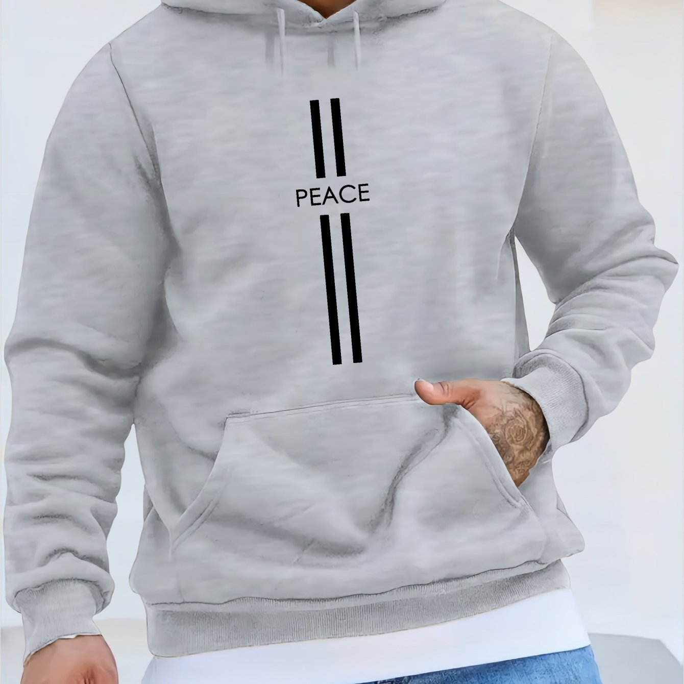 PEACE Print Hoodie - Unique Streetwear Design, Ultra - Comfortable Casual Pullover with Kangaroo Pocket, Perfect for Winter and Fall, Great Gift for Men - La Tienda Bella
