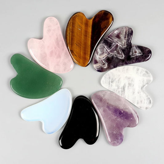 Pierre Gua Sha Cœur en Quartz Rose - Massage Facial Lifting et Raffermissant - La Tienda Bella