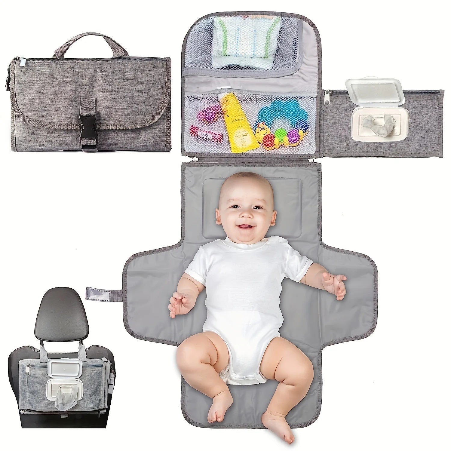 Portable Diaper Changing Pad For Newborn Baby Changing Pad with Smart Wipes Pocket Waterproof - La Tienda Bella