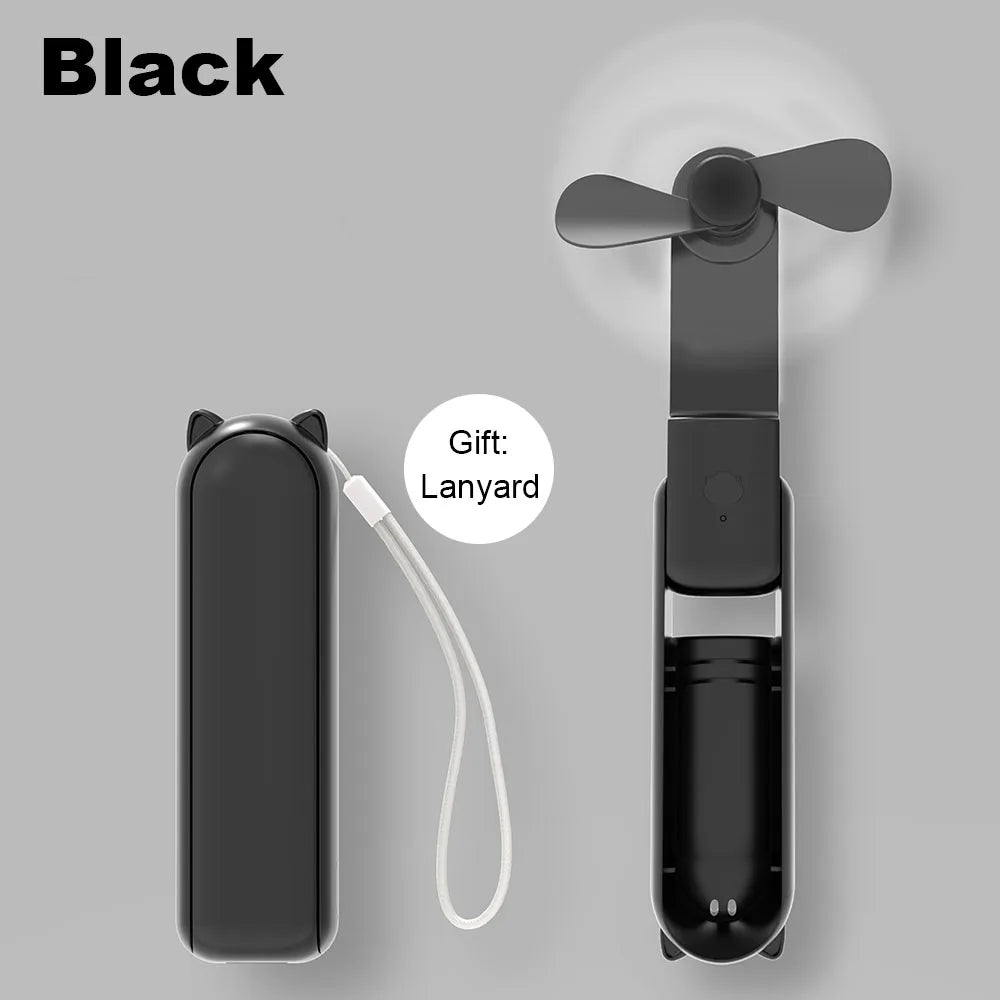 Portable Fan 2000mAh USB Rechargeable 3 Speed Mini Handheld Foldable Fan Hand Held Small Pocket Travel Fan with Handy Power Bank - La Tienda Bella