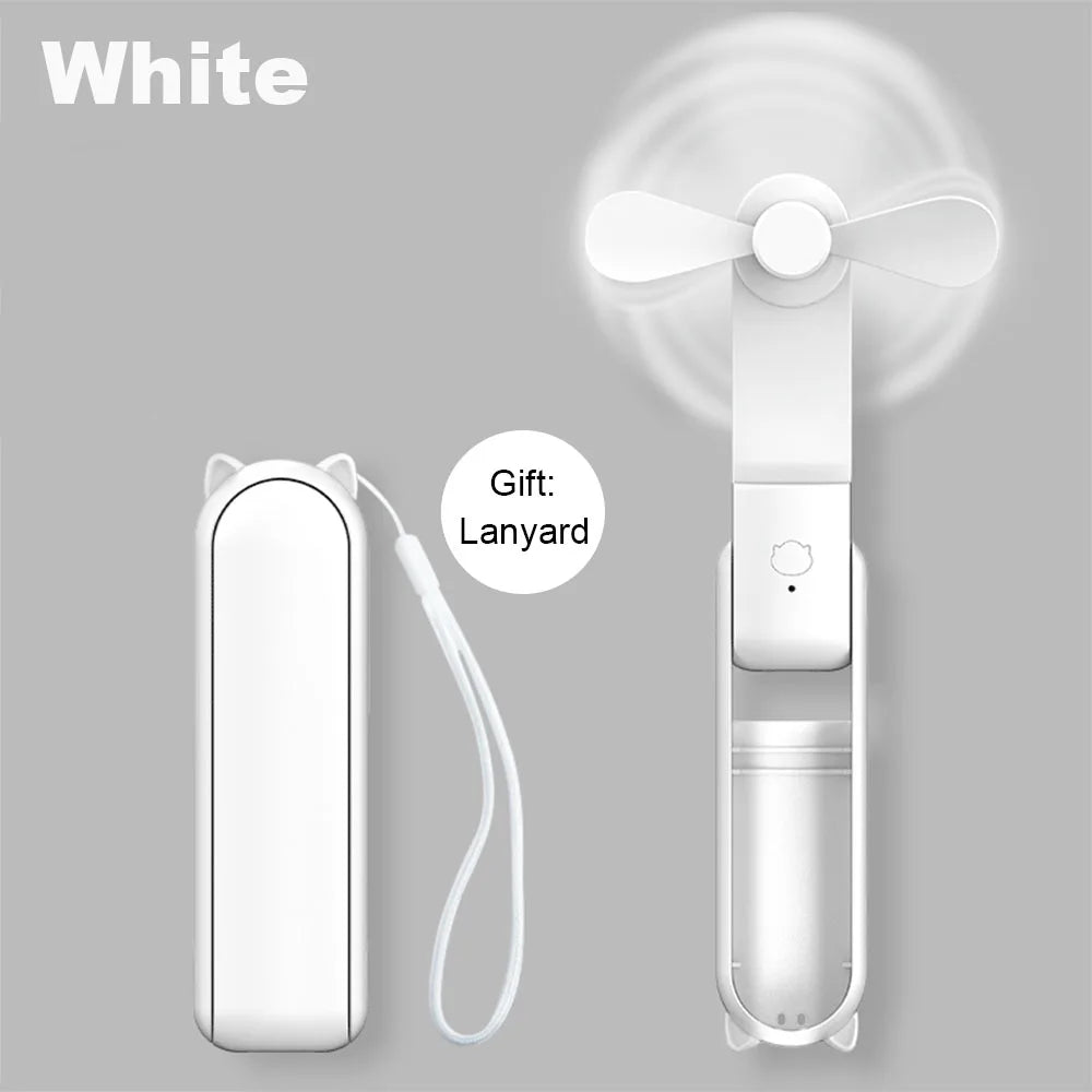 Portable Fan 2000mAh USB Rechargeable 3 Speed Mini Handheld Foldable Fan Hand Held Small Pocket Travel Fan with Handy Power Bank - La Tienda Bella
