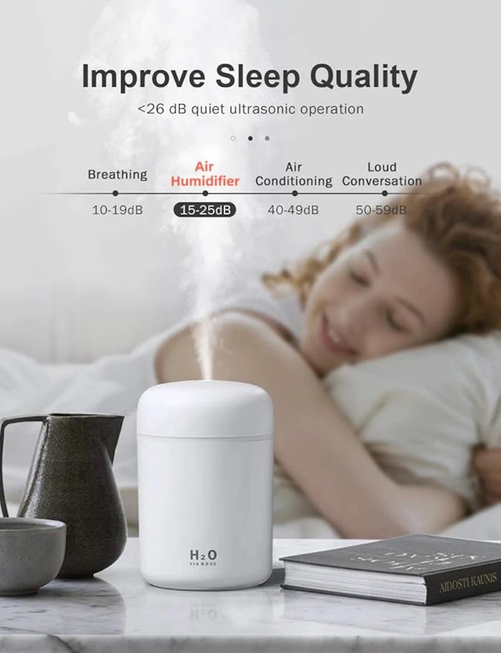 Portable Mini Air Humidifier For Bedroom,Personal Desktop,Car With Colorful Mood Lighting 2 Mist Modes And Auto Shut - Off - La Tienda Bella