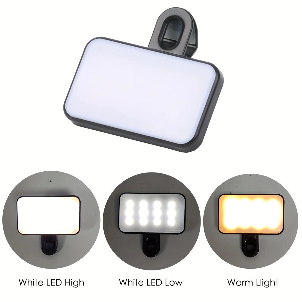 Portable Mini Selfie Fill Light Rechargeable 3 Modes Adjustable Brightness Clip On For Mobile Phone Computer Fill Light - La Tienda Bella