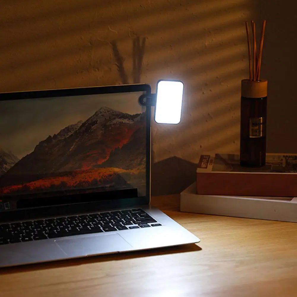 Portable Mini Selfie Fill Light Rechargeable 3 Modes Adjustable Brightness Clip On For Phone Laptop Tablet Meeting Make Up - La Tienda Bella