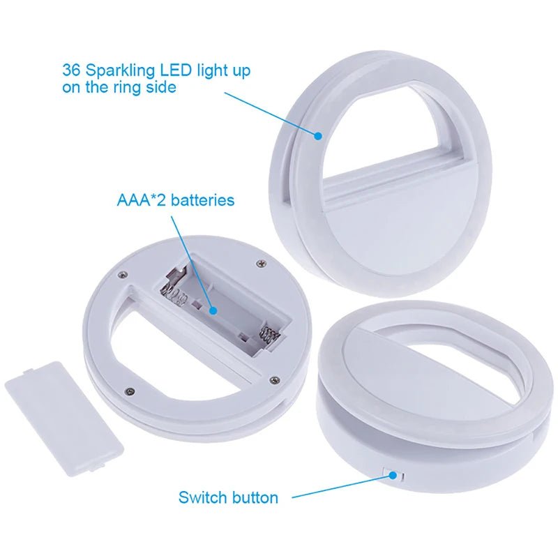 Portable Selfie Fill Light Ring Cell Phone Live Broadcast Video Photography Luminous Ring Adjustable Brightness LED Selfie Lamp - La Tienda Bella