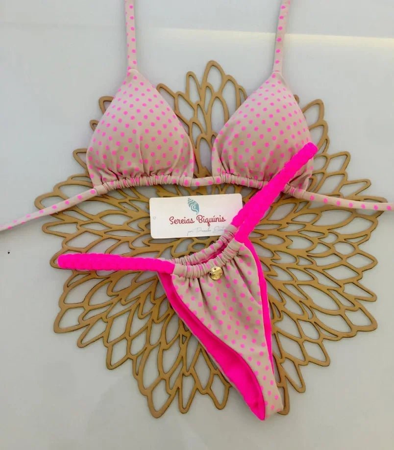 Print Sexy Bikini Sets Halter Lace-up Tops Thongs Beach Style Bathing Suit Y2k Swimsuits - La Tienda Bella