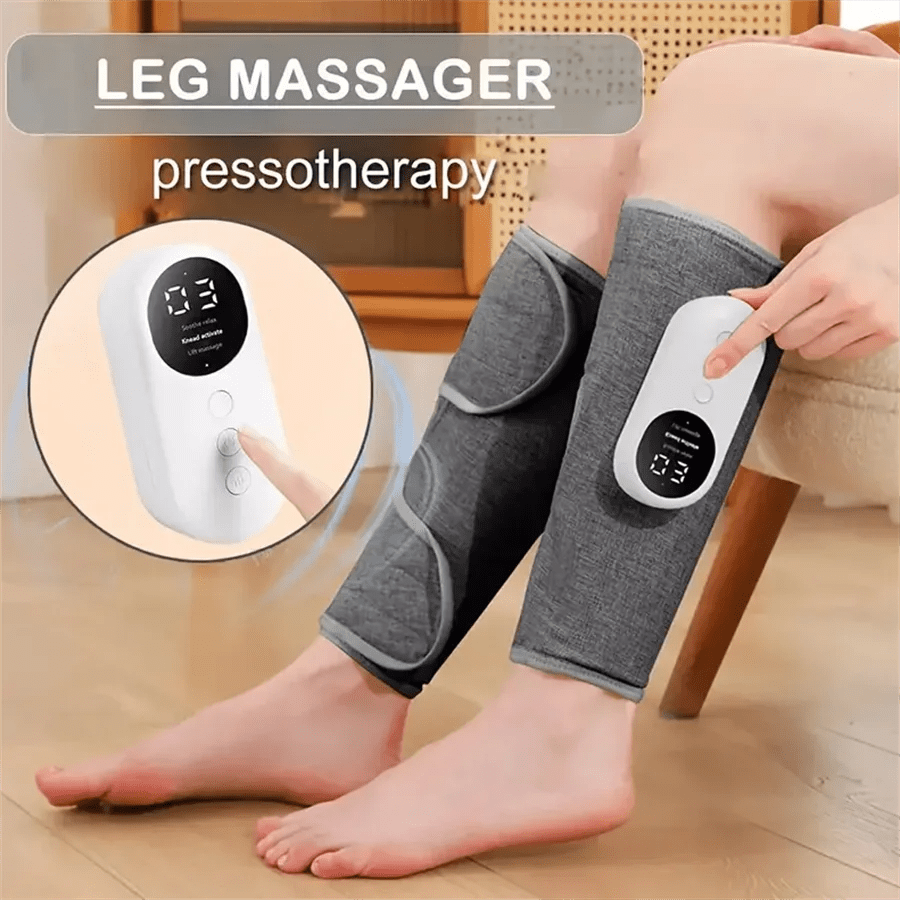 Rechargeable Air Compression Leg & Calf Massager - Soothing Heat, Adjustable Intensity for Foot, Leg, Thigh, Knee - Cordless, Pe - La Tienda Bella