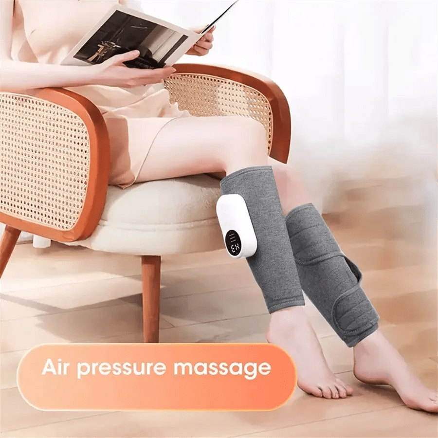 Rechargeable Air Compression Leg & Calf Massager - Soothing Heat, Adjustable Intensity for Foot, Leg, Thigh, Knee - Cordless, Pe - La Tienda Bella