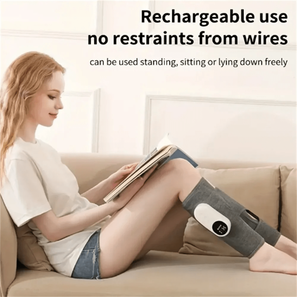 Rechargeable Air Compression Leg & Calf Massager - Soothing Heat, Adjustable Intensity for Foot, Leg, Thigh, Knee - Cordless, Pe - La Tienda Bella