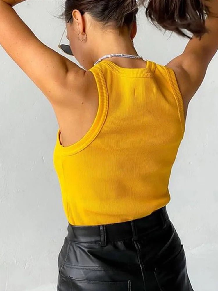 Ribbed Knitted Tops Neck Summer Basic Shirts White Black Casual Sport Vest Off Shoulder Green - La Tienda Bella