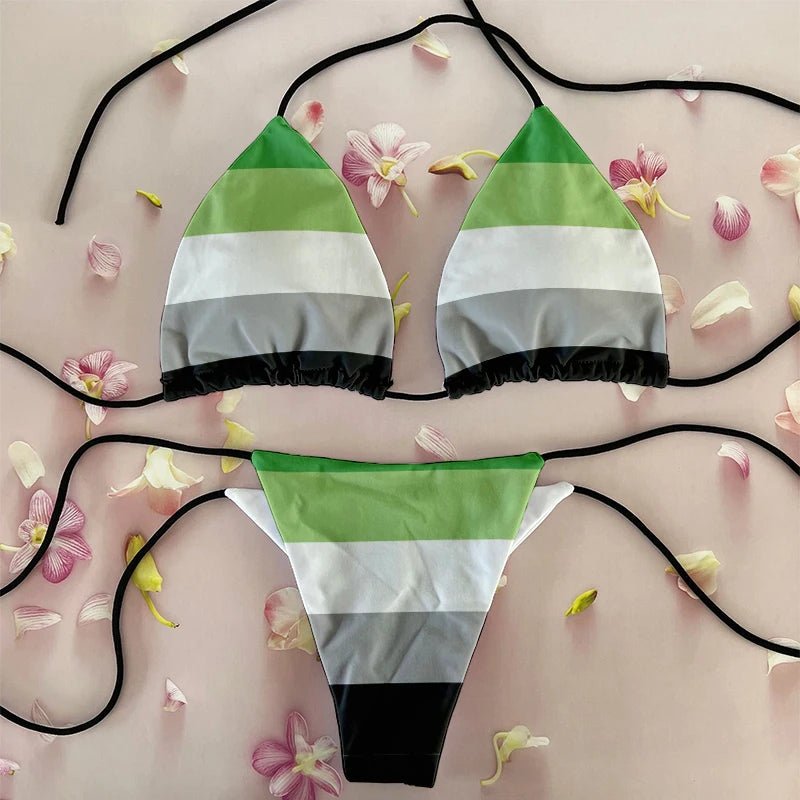 Sexy Rainbow Printed Bikini Women`s Swimsuit Female Swimwear Woman Mini Thong Bikinis Set Bather Beachwear  - La Tienda Bella