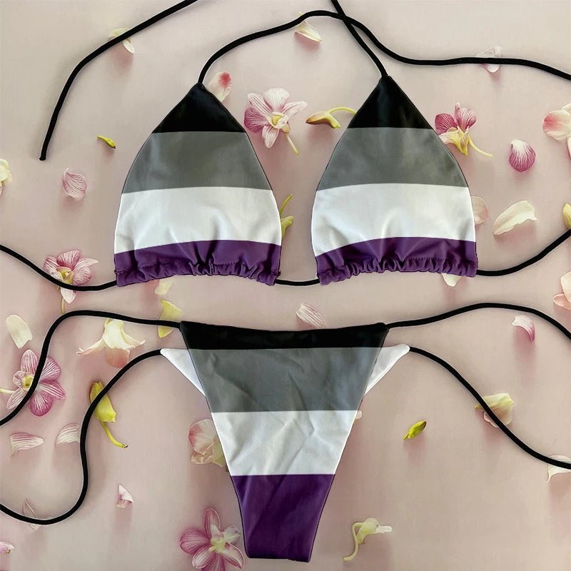 Sexy Rainbow Printed Bikini Women`s Swimsuit Female Swimwear Woman Mini Thong Bikinis Set Bather Beachwear  - La Tienda Bella