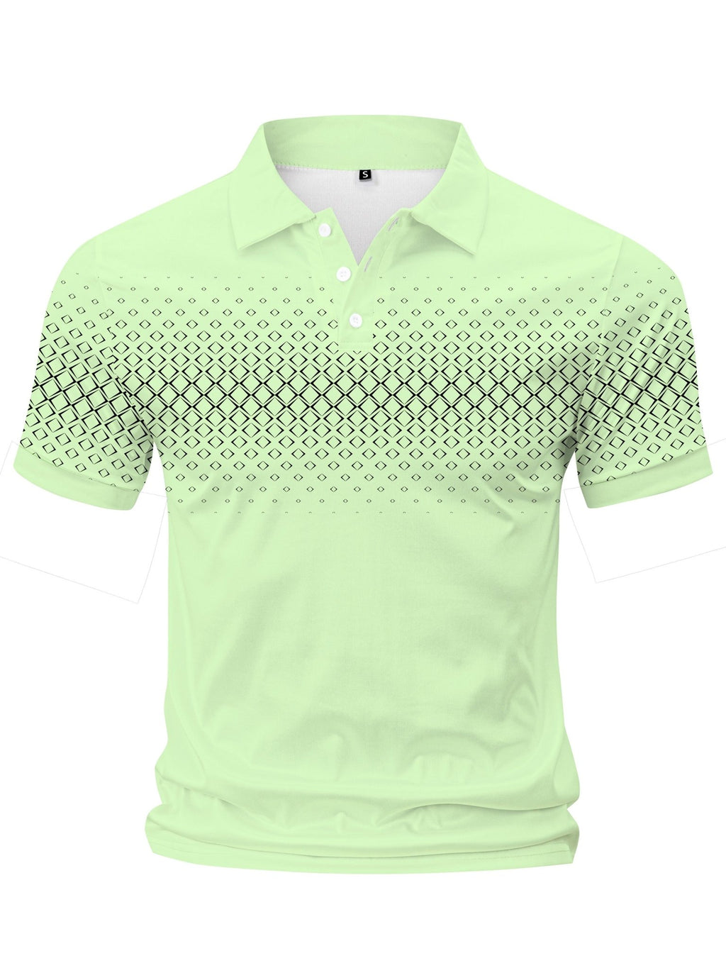 Summer Golf T-Shirt for Men - Crew Neck, Short Sleeve, Polyester, Regular Fit, Geometric Argyle Pattern, Button Placket, Slight Stretch, Breathable, Casual Tee for Tennis and Business - La Tienda Bella