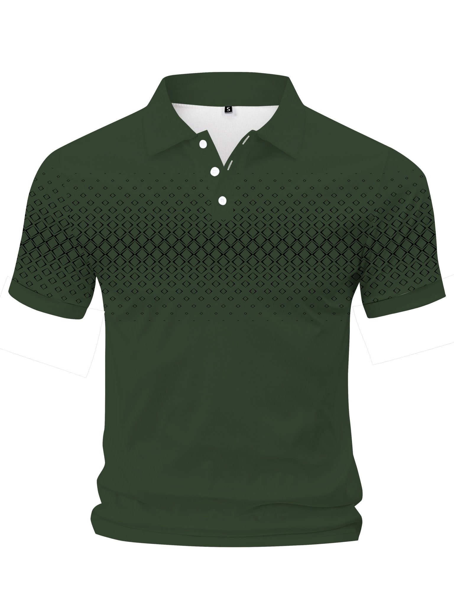 Summer Golf T-Shirt for Men - Crew Neck, Short Sleeve, Polyester, Regular Fit, Geometric Argyle Pattern, Button Placket, Slight Stretch, Breathable, Casual Tee for Tennis and Business - La Tienda Bella