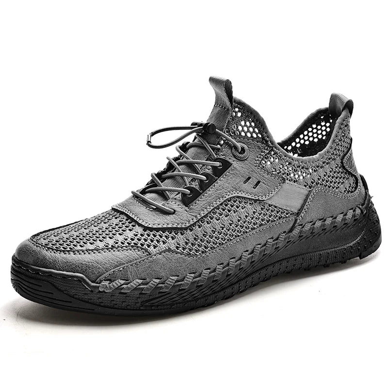 Summer Men Sneakers Breathable Leather Casual Shoes Men Comfortable Mesh Men Loafers Mesh Men Shoes Outdoor Walking Zapatos - La Tienda Bella