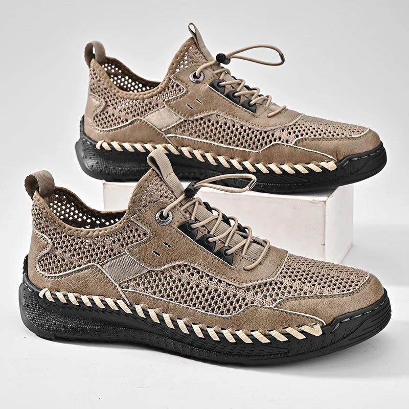 Summer Men Sneakers Breathable Leather Casual Shoes Men Comfortable Mesh Men Loafers Mesh Men Shoes Outdoor Walking Zapatos - La Tienda Bella