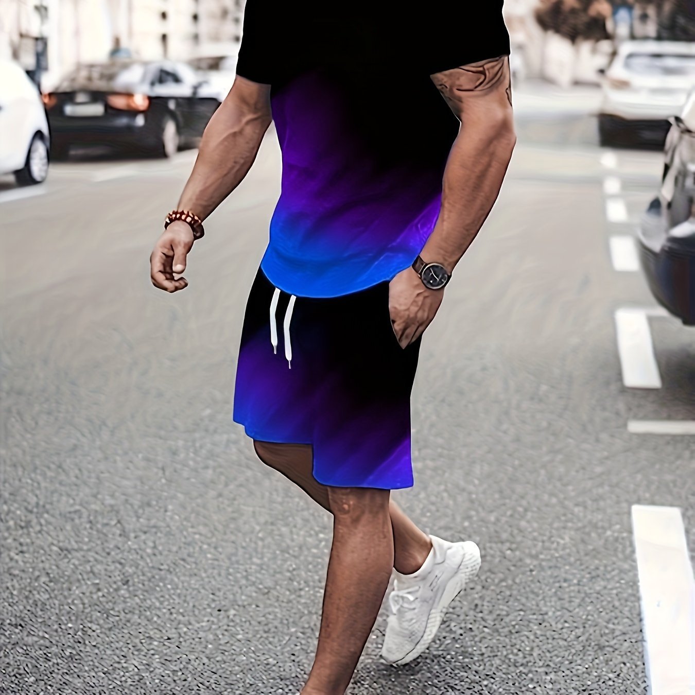 Summer Men's Fashion 2 Piece Sets Plus size Tracksuit Men's Sporty Style Printed t shirts Men T-shirt Shorts Suit - La Tienda Bella
