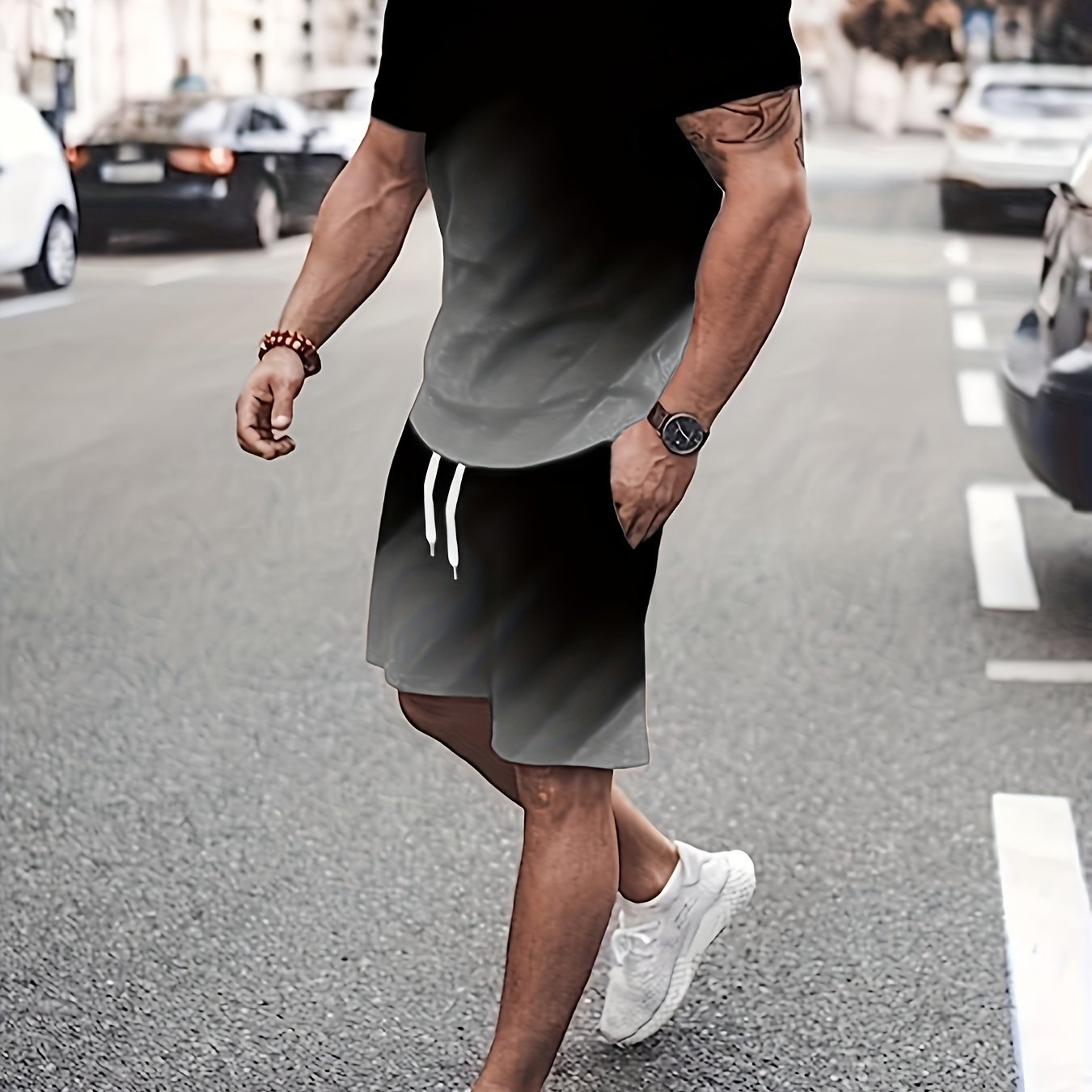 Summer Men's Fashion 2 Piece Sets Plus size Tracksuit Men's Sporty Style Printed t shirts Men T-shirt Shorts Suit - La Tienda Bella