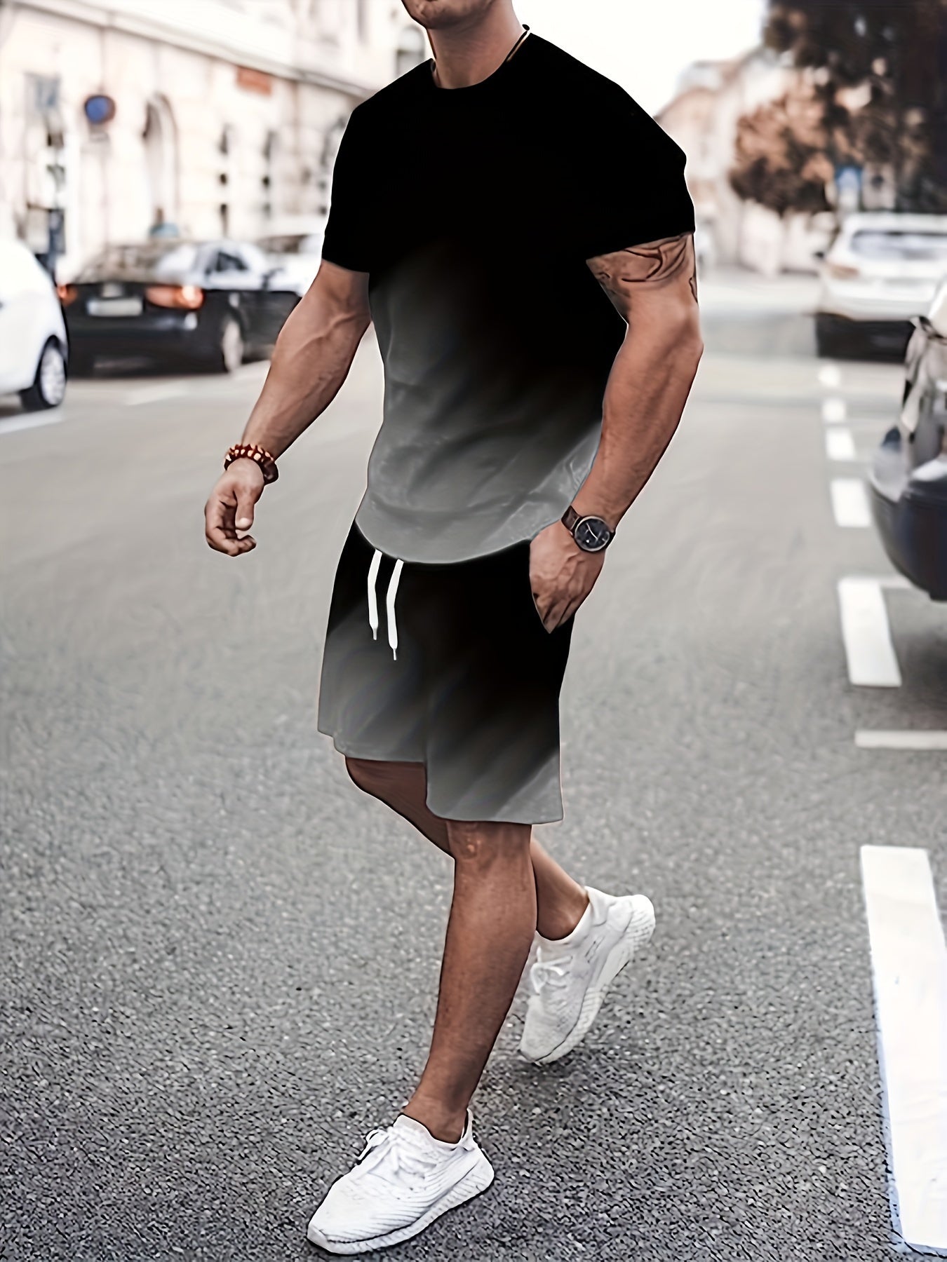Summer Men's Fashion 2 Piece Sets Plus size Tracksuit Men's Sporty Style Printed t shirts Men T-shirt Shorts Suit - La Tienda Bella