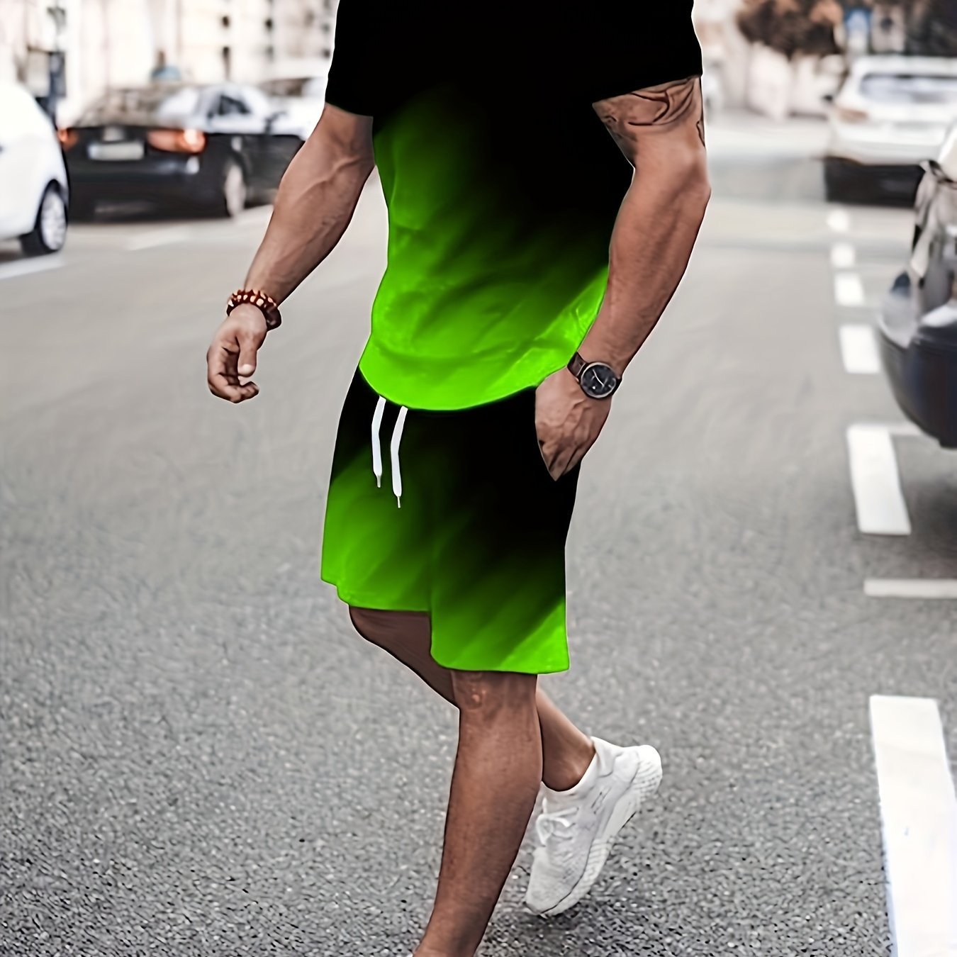 Summer Men's Fashion 2 Piece Sets Plus size Tracksuit Men's Sporty Style Printed t shirts Men T-shirt Shorts Suit - La Tienda Bella