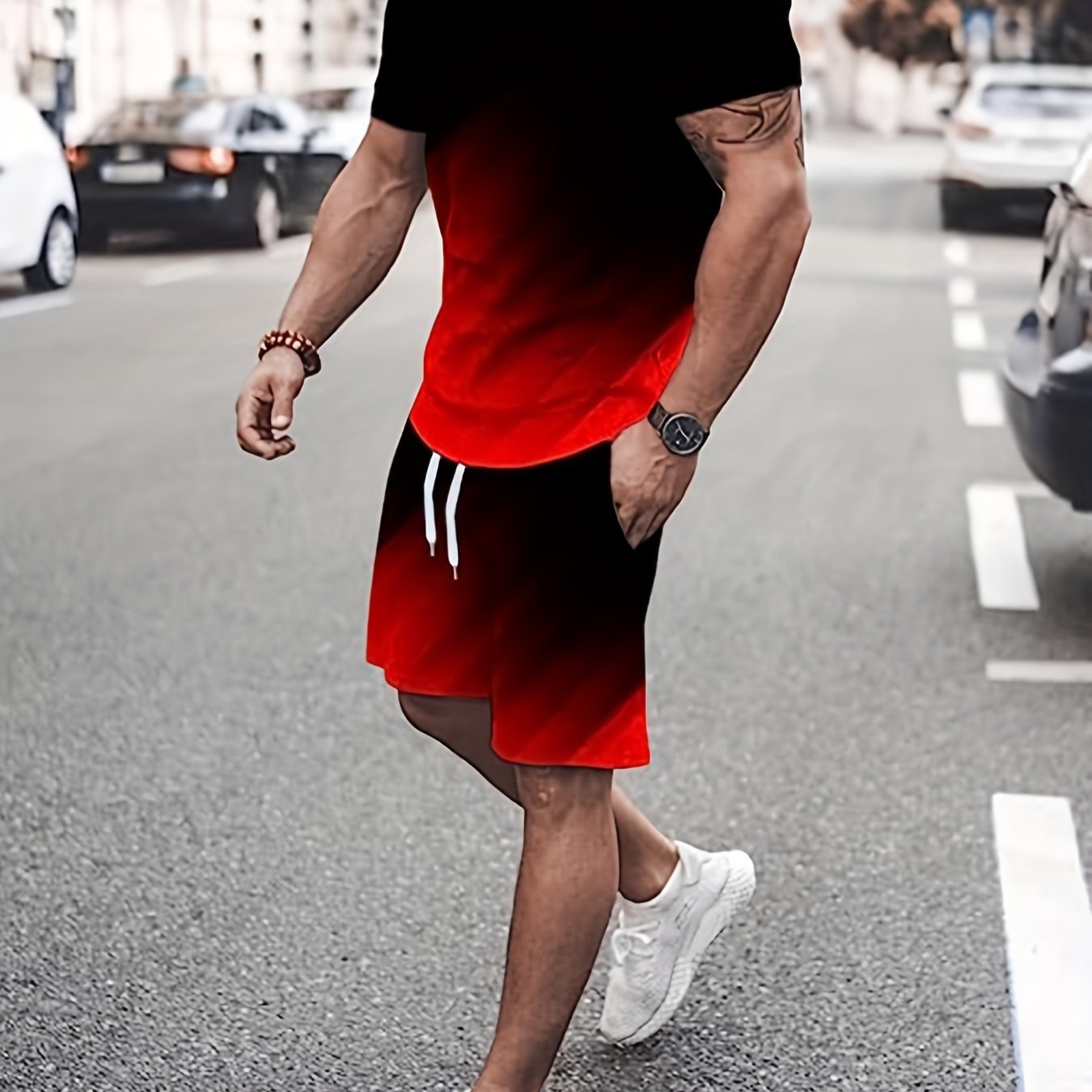 Summer Men's Fashion 2 Piece Sets Plus size Tracksuit Men's Sporty Style Printed t shirts Men T-shirt Shorts Suit - La Tienda Bella