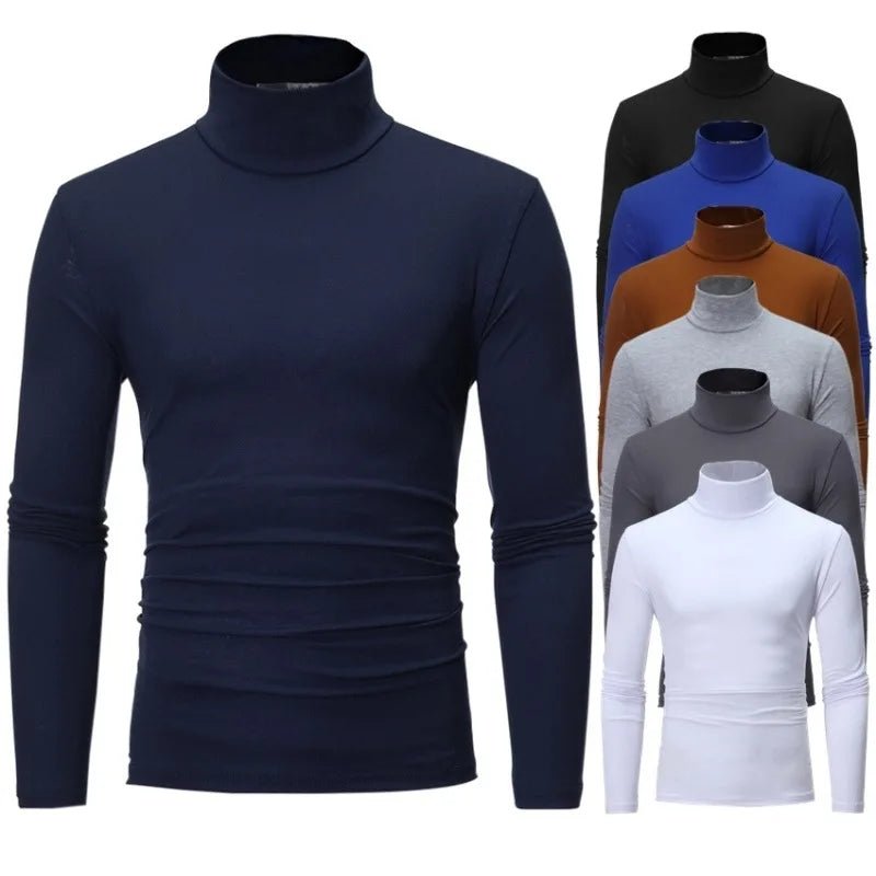 Men's Thermal Underwear Tops - Winter Clothes for Slim Fit - High Neck Long Sleeve T-Shirt - La Tienda Bella