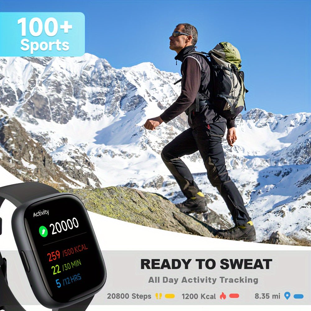 TOOBUR Smart Watch For Women Men, Alexa Built - in, Answer/Make Calls, 1.83" Touch Screen Fitness Tracker Watch With Sleep Tracker, 100+Sports Modes Pedometer, Yoga, Indoor Cycling, Core Training, Smartwatch Compatible Android - La Tienda Bella