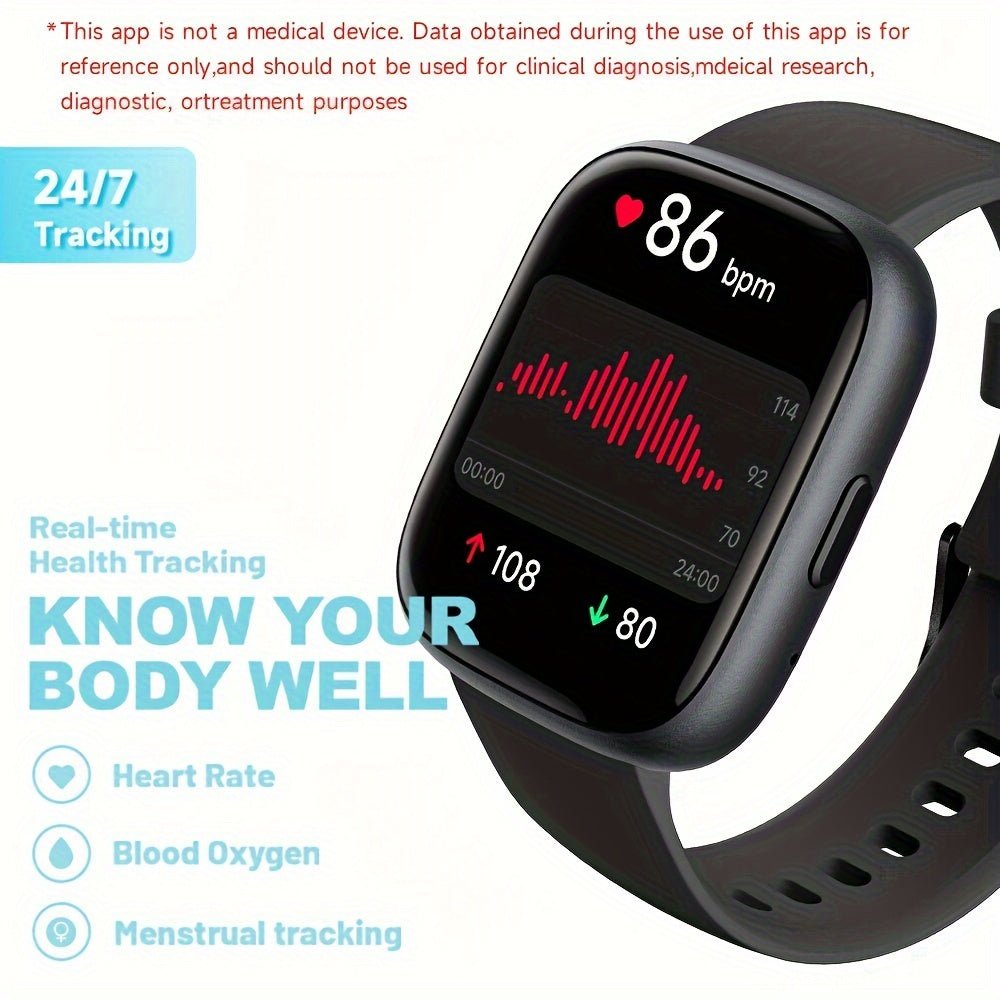 TOOBUR Smart Watch For Women Men, Alexa Built - in, Answer/Make Calls, 1.83" Touch Screen Fitness Tracker Watch With Sleep Tracker, 100+Sports Modes Pedometer, Yoga, Indoor Cycling, Core Training, Smartwatch Compatible Android - La Tienda Bella
