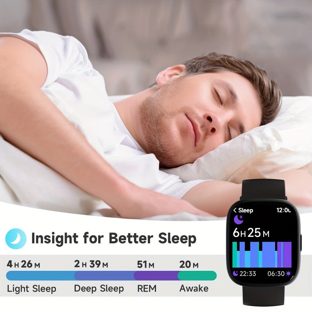 TOOBUR Smart Watch For Women Men, Alexa Built - in, Answer/Make Calls, 1.83" Touch Screen Fitness Tracker Watch With Sleep Tracker, 100+Sports Modes Pedometer, Yoga, Indoor Cycling, Core Training, Smartwatch Compatible Android - La Tienda Bella
