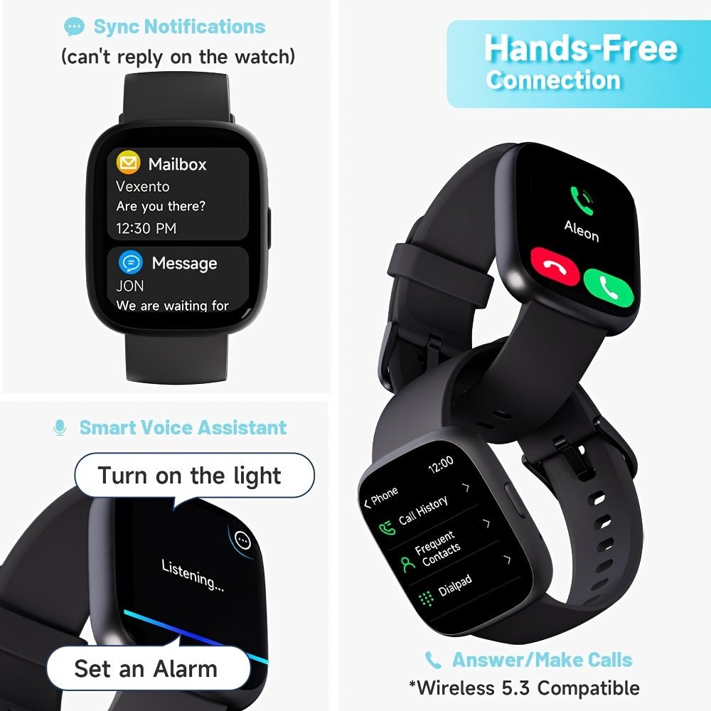 TOOBUR Smart Watch For Women Men, Alexa Built - in, Answer/Make Calls, 1.83" Touch Screen Fitness Tracker Watch With Sleep Tracker, 100+Sports Modes Pedometer, Yoga, Indoor Cycling, Core Training, Smartwatch Compatible Android - La Tienda Bella