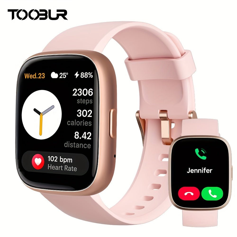 TOOBUR Smart Watch For Women Men, Alexa Built - in, Answer/Make Calls, 1.83" Touch Screen Fitness Tracker Watch With Sleep Tracker, 100+Sports Modes Pedometer, Yoga, Indoor Cycling, Core Training, Smartwatch Compatible Android - La Tienda Bella