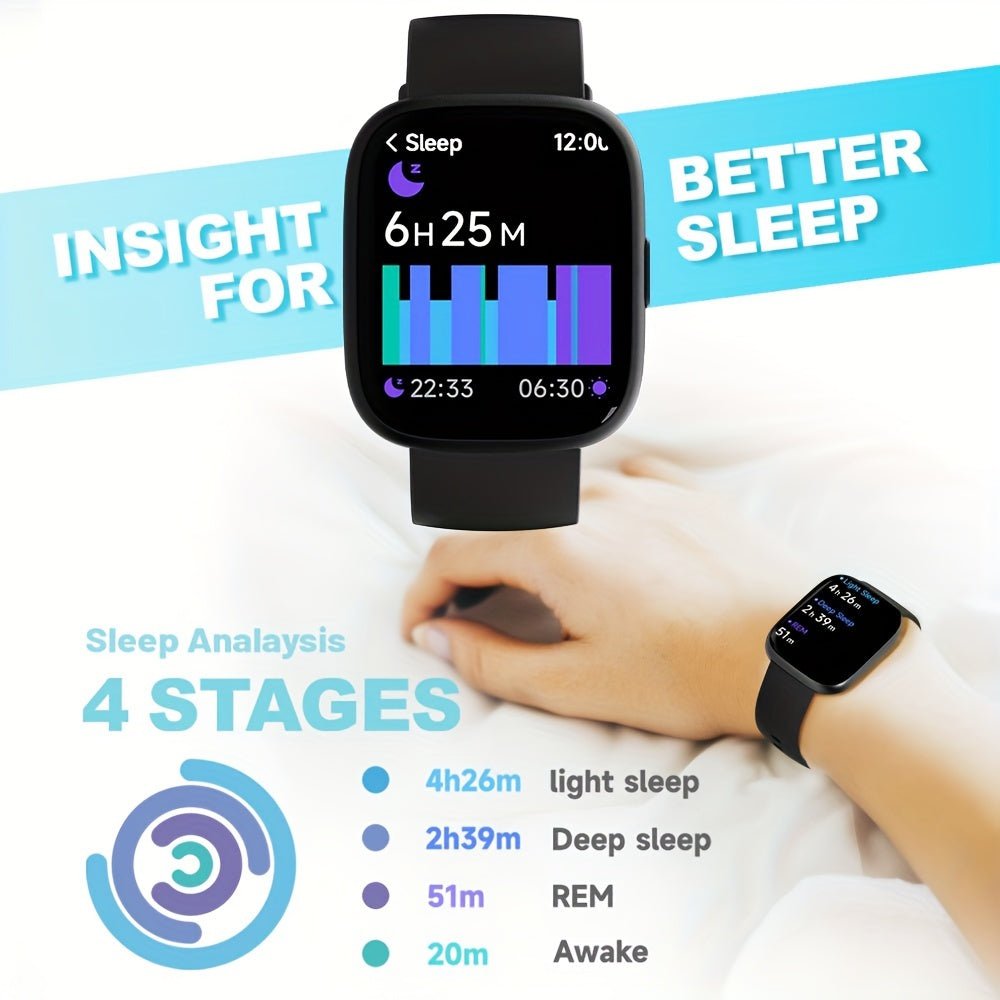 TOOBUR Smart Watch For Women Men, Alexa Built - in, Answer/Make Calls, 1.83" Touch Screen Fitness Tracker Watch With Sleep Tracker, 100+Sports Modes Pedometer, Yoga, Indoor Cycling, Core Training, Smartwatch Compatible Android - La Tienda Bella