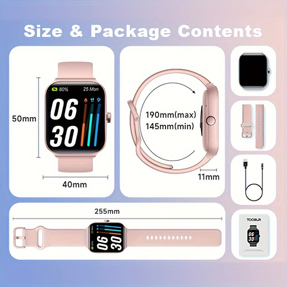 TOOBUR Smartwatch ( Answer/Make Call ), 1.95" Smartwatch For Women Men, 100+ Sport Modes, Fitness Activity Tracker Pedometer/Alexa Built - in, Compatible With Wireless Calls, IOS & Android Compatible, Notifications, Step Calori - La Tienda Bella