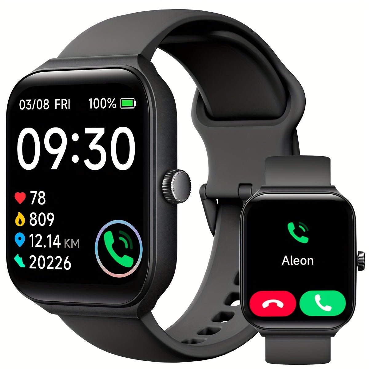 TOOBUR Smartwatch ( Answer/Make Call ), 1.95" Smartwatch For Women Men, 100+ Sport Modes, Fitness Activity Tracker Pedometer/Alexa Built - in, Compatible With Wireless Calls, IOS & Android Compatible, Notifications, Step Calori - La Tienda Bella