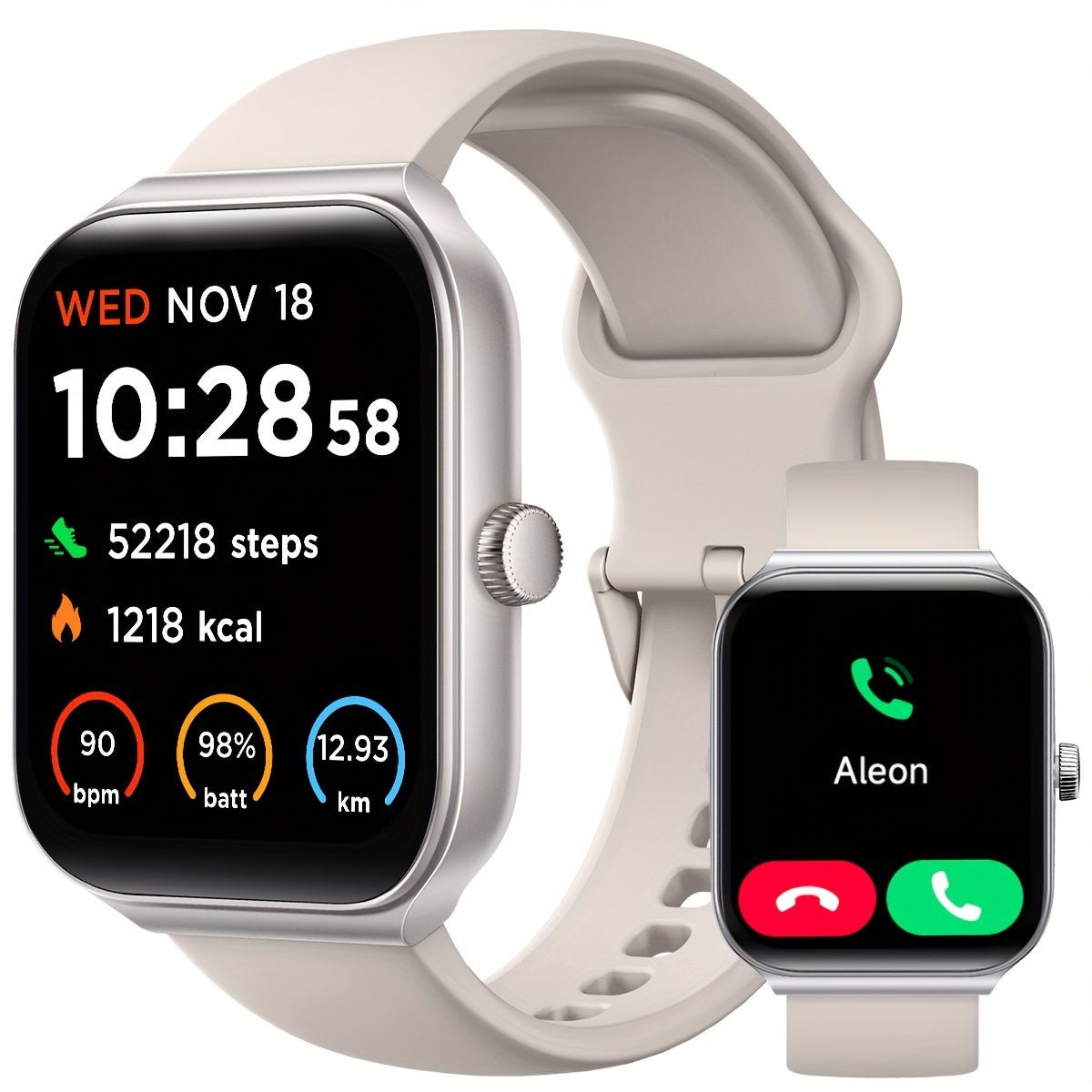 TOOBUR Smartwatch ( Answer/Make Call ), 1.95" Smartwatch For Women Men, 100+ Sport Modes, Fitness Activity Tracker Pedometer/Alexa Built - in, Compatible With Wireless Calls, IOS & Android Compatible, Notifications, Step Calori - La Tienda Bella