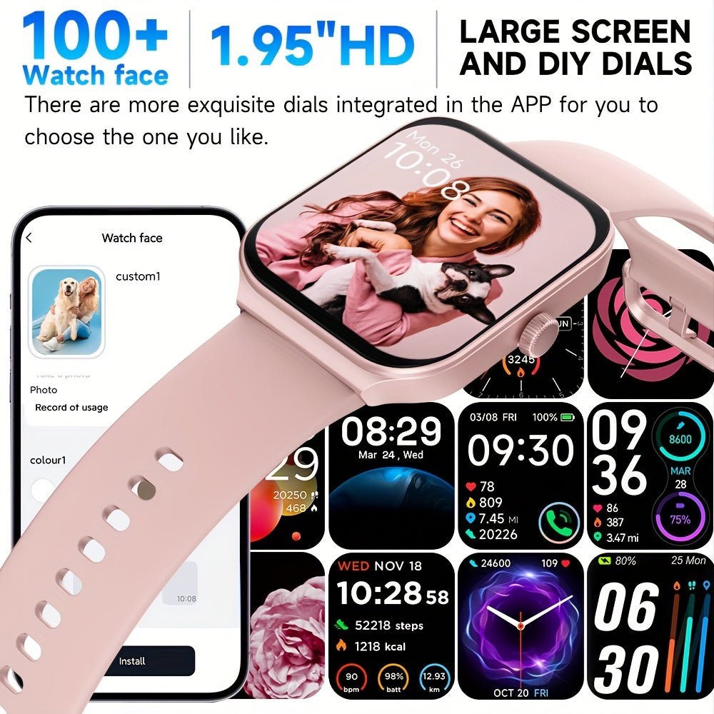 TOOBUR Smartwatch ( Answer/Make Call ), 1.95" Smartwatch For Women Men, 100+ Sport Modes, Fitness Activity Tracker Pedometer/Alexa Built - in, Compatible With Wireless Calls, IOS & Android Compatible, Notifications, Step Calori - La Tienda Bella