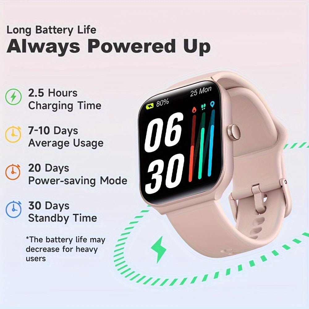 TOOBUR Smartwatch ( Answer/Make Call ), 1.95" Smartwatch For Women Men, 100+ Sport Modes, Fitness Activity Tracker Pedometer/Alexa Built - in, Compatible With Wireless Calls, IOS & Android Compatible, Notifications, Step Calori - La Tienda Bella