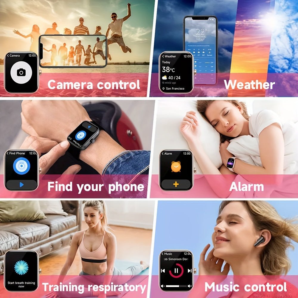 TOOBUR Smartwatch ( Answer/Make Call ), 1.95" Smartwatch For Women Men, 100+ Sport Modes, Fitness Activity Tracker Pedometer/Alexa Built - in, Compatible With Wireless Calls, IOS & Android Compatible, Notifications, Step Calori - La Tienda Bella