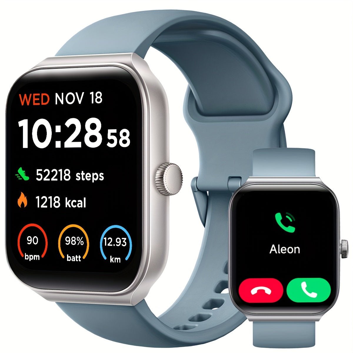 TOOBUR Smartwatch ( Answer/Make Call ), 1.95" Smartwatch For Women Men, 100+ Sport Modes, Fitness Activity Tracker Pedometer/Alexa Built - in, Compatible With Wireless Calls, IOS & Android Compatible, Notifications, Step Calori - La Tienda Bella