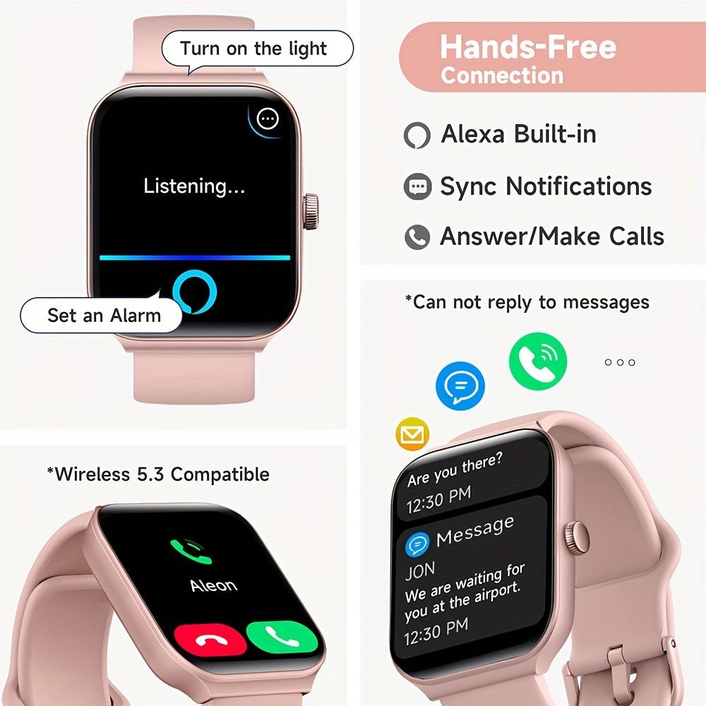 TOOBUR Smartwatch ( Answer/Make Call ), 1.95" Smartwatch For Women Men, 100+ Sport Modes, Fitness Activity Tracker Pedometer/Alexa Built - in, Compatible With Wireless Calls, IOS & Android Compatible, Notifications, Step Calori - La Tienda Bella