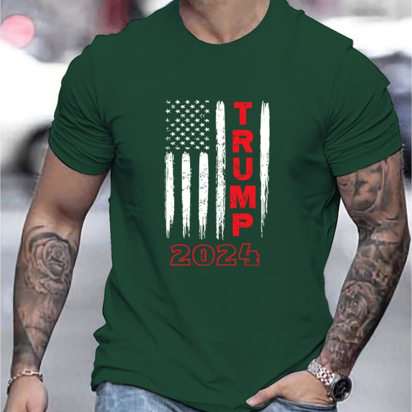 TRUMP 2024 Graphic Print Crew Neck Short Sleeve T-Shirt - Soft Slight Stretch Polyester Fabric, Patterned Alphabet Design, Regular Fit, Casual Style for Teen Men - Perfect for All - Season Outdoor Activities - La Tienda Bella