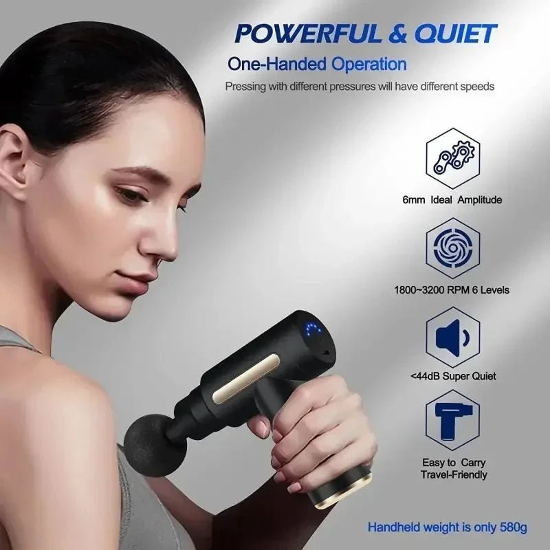 Upgraded Portable Massage Gun - Deep Tissue Muscle Relief, USB Rechargeable Battery, Ideal For Back & Neck,Gift For Everyone - La Tienda Bella