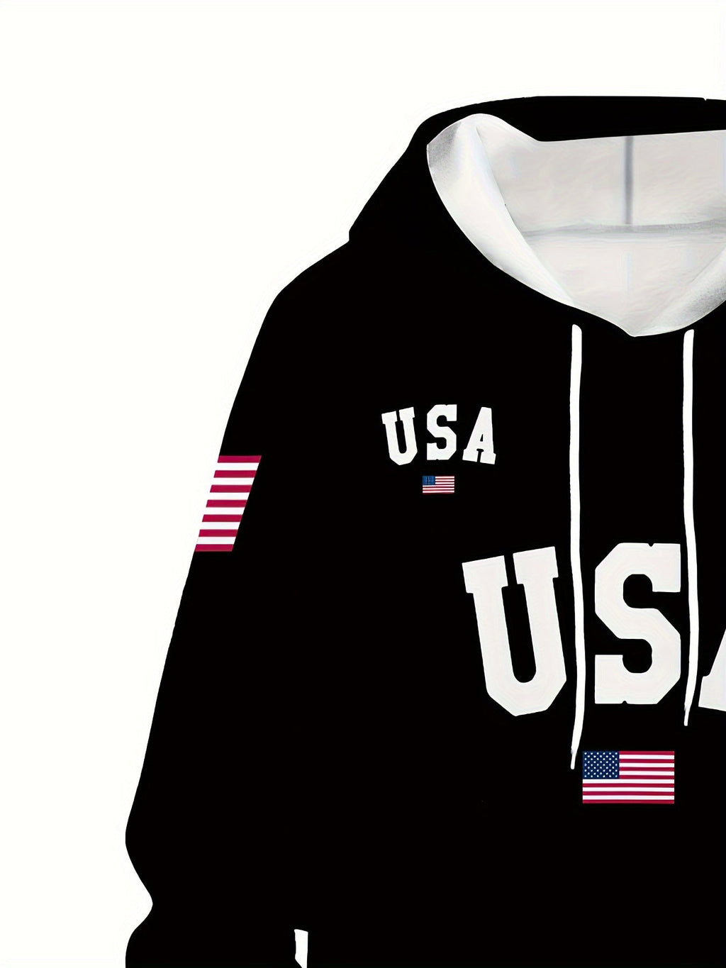 USA Letter Print Casual Hooded Sweatsuit Set for Men - 100% Polyester Long Sleeve Hoodie and Drawstring Joggers with Slight Stretch - Spring/Fall Outdoor Leisure Tracksuit - La Tienda Bella