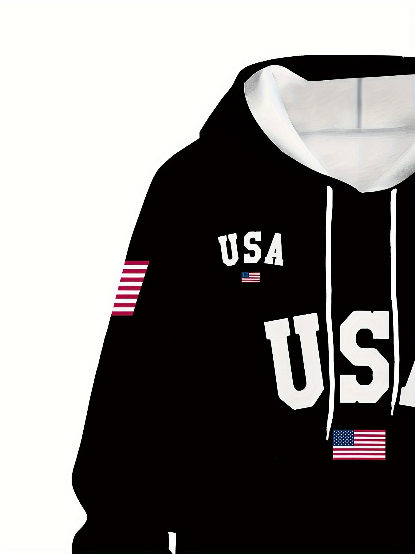 USA Letter Print Casual Hooded Sweatsuit Set for Men - 100% Polyester Long Sleeve Hoodie and Drawstring Joggers with Slight Stretch - Spring/Fall Outdoor Leisure Tracksuit - La Tienda Bella