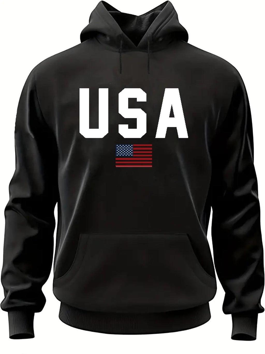 USA Print Hoodie, Cool Hoodies For Men, Men's Casual Pullover Hooded Sweatshirt With Kangaroo Pocket Streetwear For Winter Fall, As Gifts - La Tienda Bella