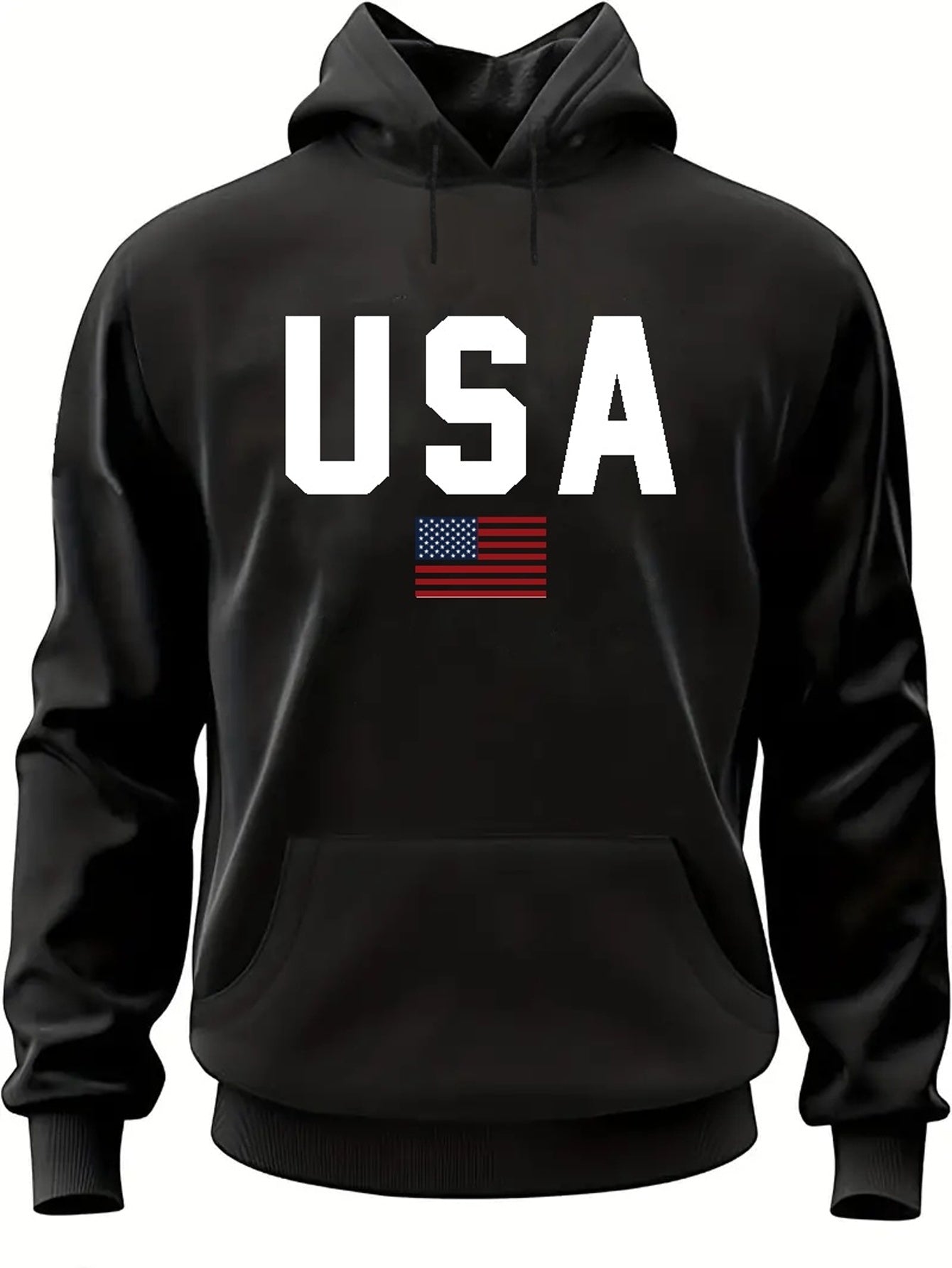 USA Print Hoodie, Cool Hoodies For Men, Men's Casual Pullover Hooded Sweatshirt With Kangaroo Pocket Streetwear For Winter Fall, As Gifts - La Tienda Bella