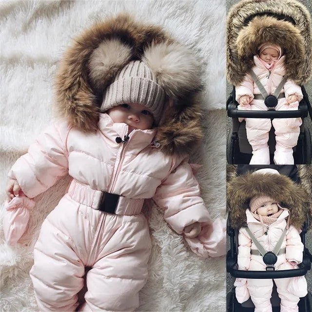 Infant Baby Snowsuit Boy Girl Hoodie Jumpsuit Winter Outfit. - La Tienda Bella