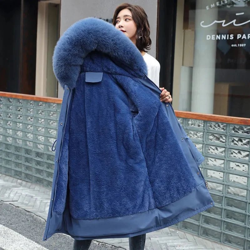 2023 Women's Long Wool Parka Jacket with Fur Collar - La Tienda Bella