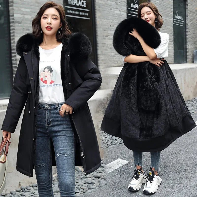 2023 Women's Long Wool Parka Jacket with Fur Collar - La Tienda Bella
