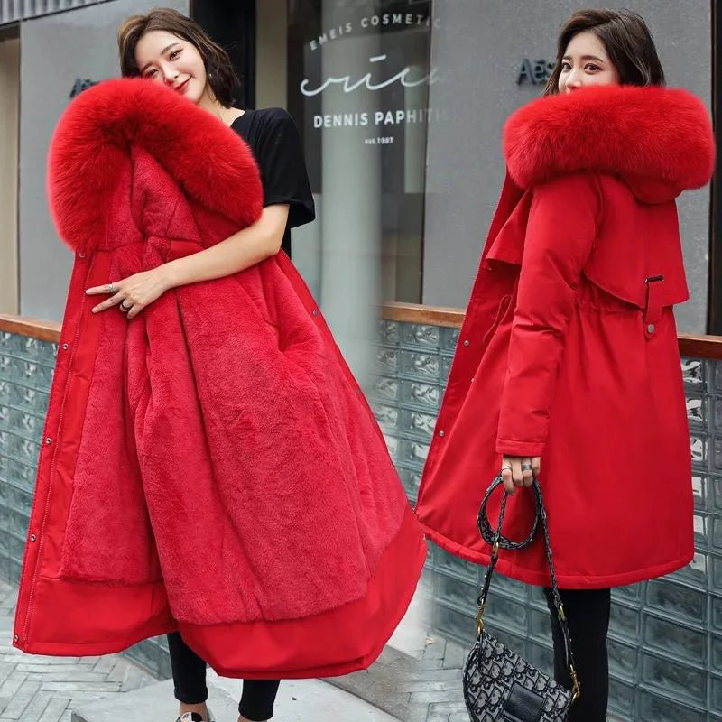 2023 Women's Long Wool Parka Jacket with Fur Collar - La Tienda Bella